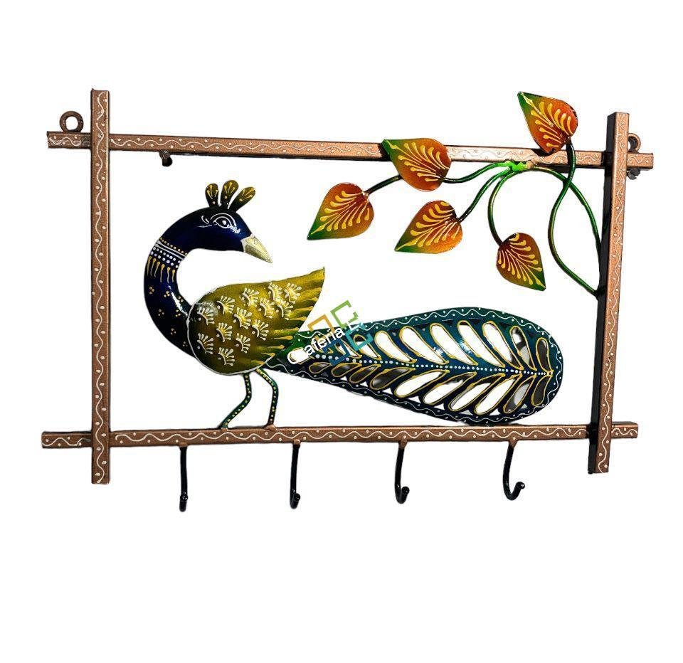 Decorative Peacock Metal key holder showpiece / key hook wall decor