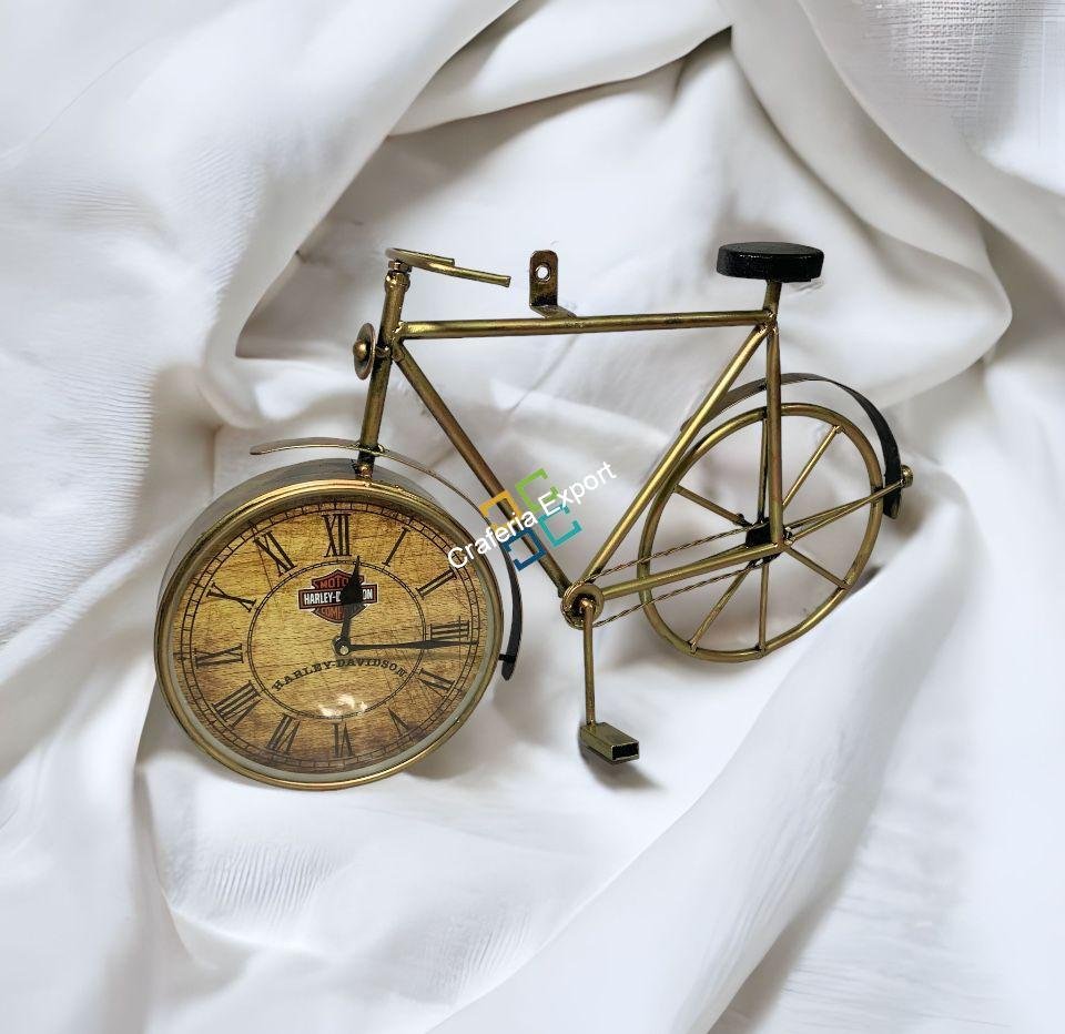 Antique Metal Cycle Wall Clock handicrafts showpiece - Image 3