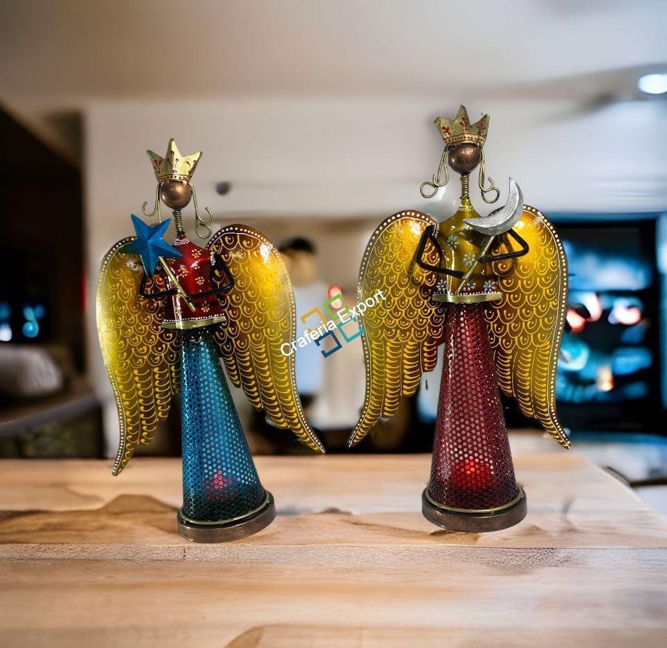 Musical Star Angel Tealight Candle Holder Showpiece Gift set of 2 - Image 3