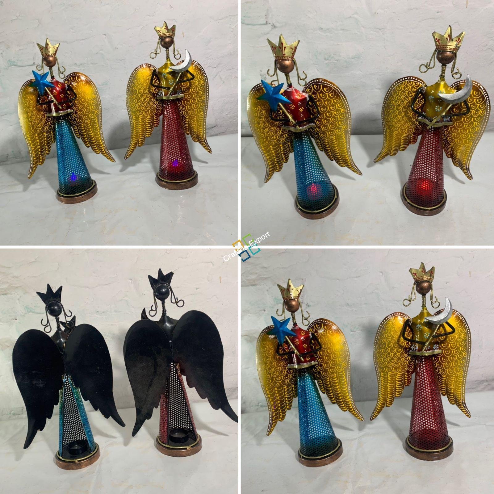 Musical Star Angel Tealight Candle Holder Showpiece Gift set of 2 - Image 4