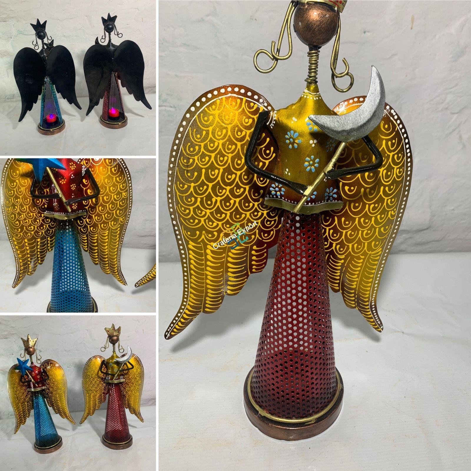 Musical Star Angel Tealight Candle Holder Showpiece Gift set of 2 - Image 5