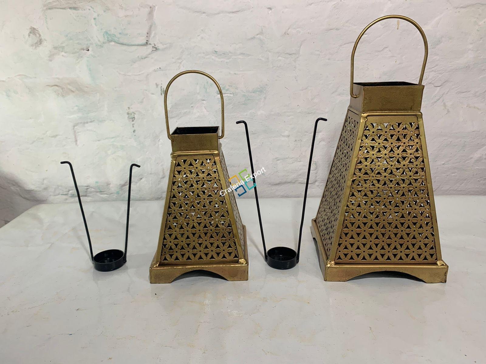 Metal Lantern Tea Light Candle Holder Wall Hanging Set - Image 4