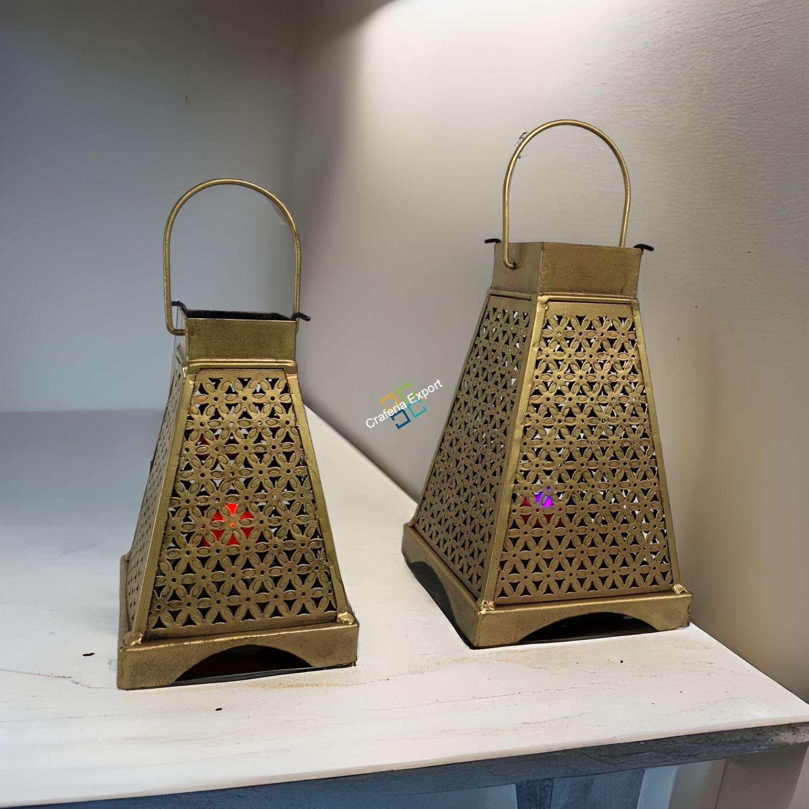 Metal Lantern Tea Light Candle Holder Wall Hanging Set - Image 5