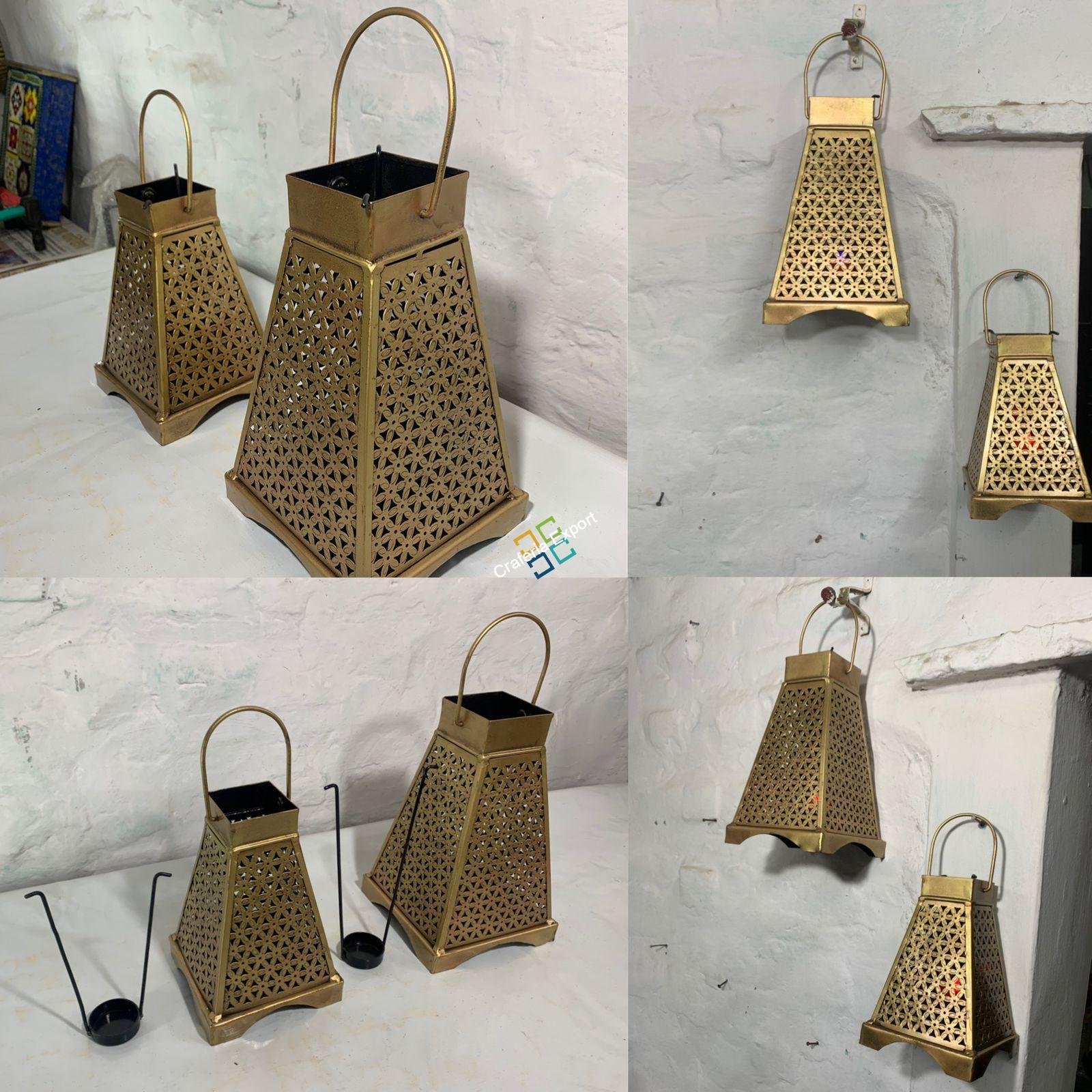 Metal Lantern Tea Light Candle Holder Wall Hanging Set - Image 6