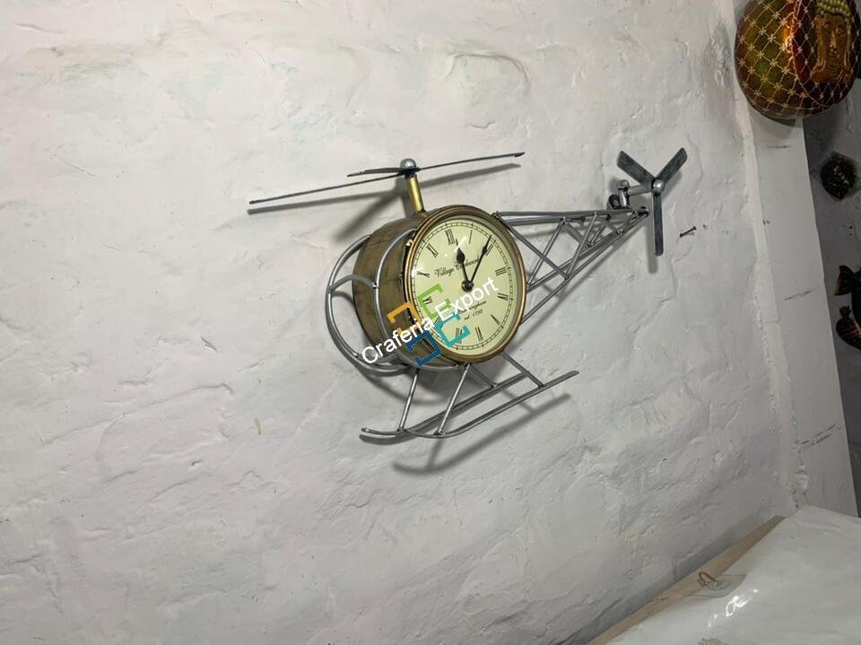 Stylish Hand Painted Helicopter Wall Clock with Contemporary Design showpiece home decor - Image 3