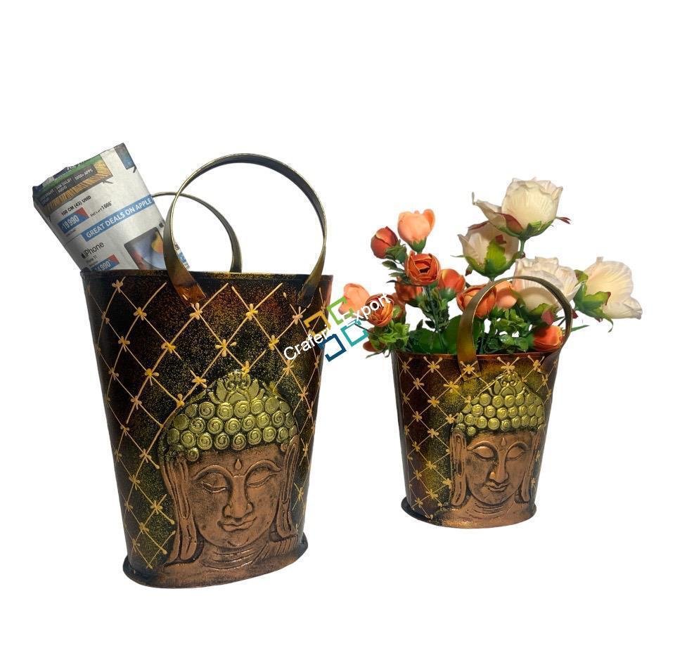 Handcrafted Buddha Bucket shaped Magazine desk organizer - Image 2