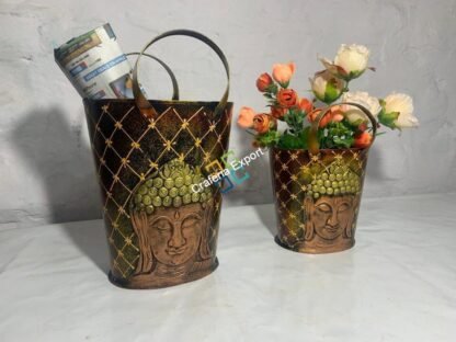 Handcrafted Buddha Bucket shaped Magazine desk organizer - Image 7
