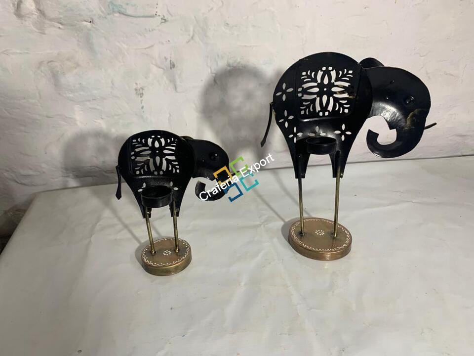 Metal Elephant Tea Light Candle Holder Stand Decorative Showpiece for Home/Gifts set of 2 - Image 5