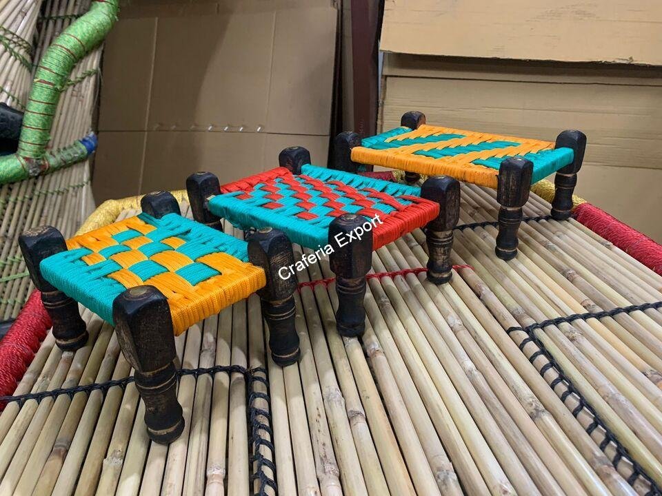 Wooden and Jute Miniature Charpai Cot Toy for Kids, Miniature Cot, Traditional Home decor Set of 3 - Image 5