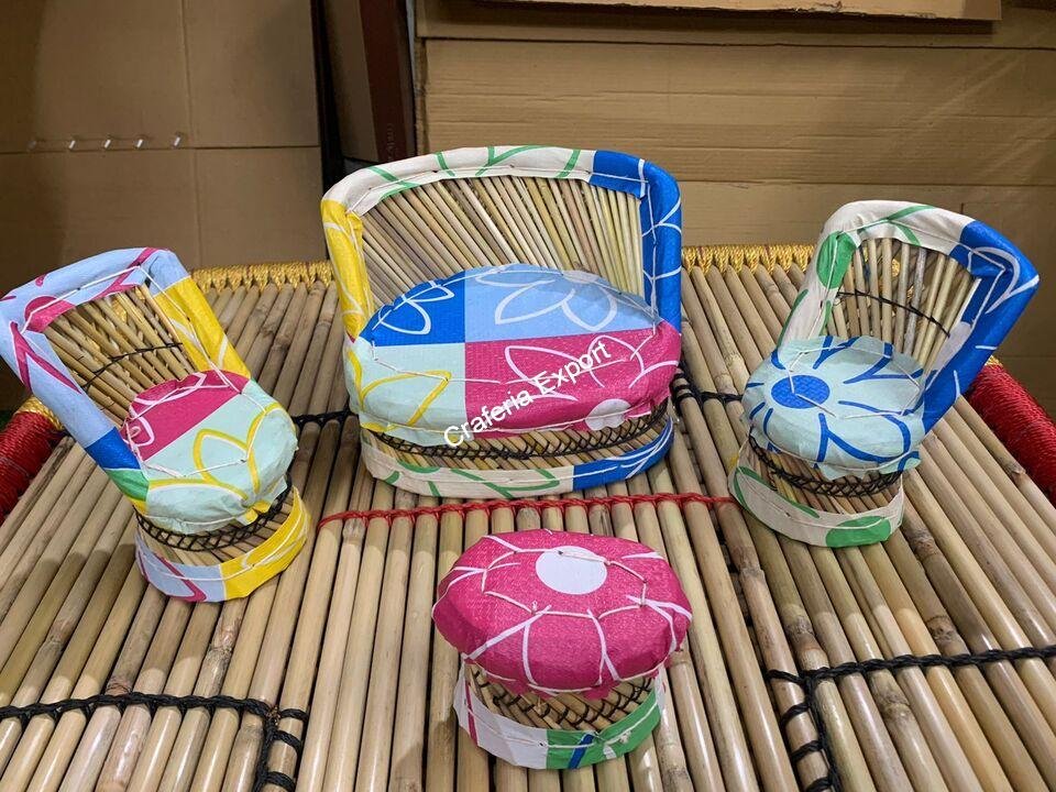 Handmade Eco-Friendly Bamboo Kids Sofa Set Toy for Kanha Ji/ Playing Decoration Sofa / Miniature showpiece - Image 4