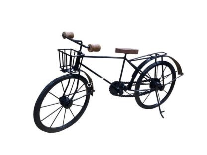 Vintage Wooden miniature cycle showpiece with basket handcrafted for home decor - Image 2