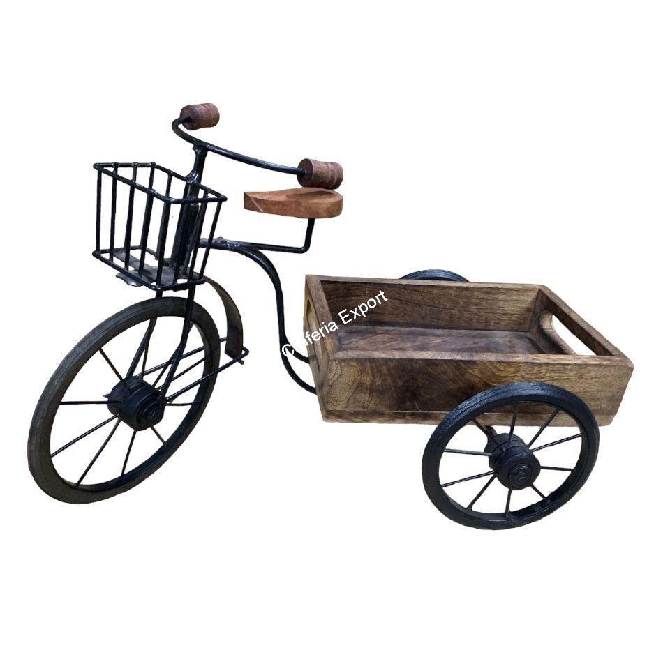 Wooden miniature thela with cycle / trolley serving tray decorative showpiece - Image 4