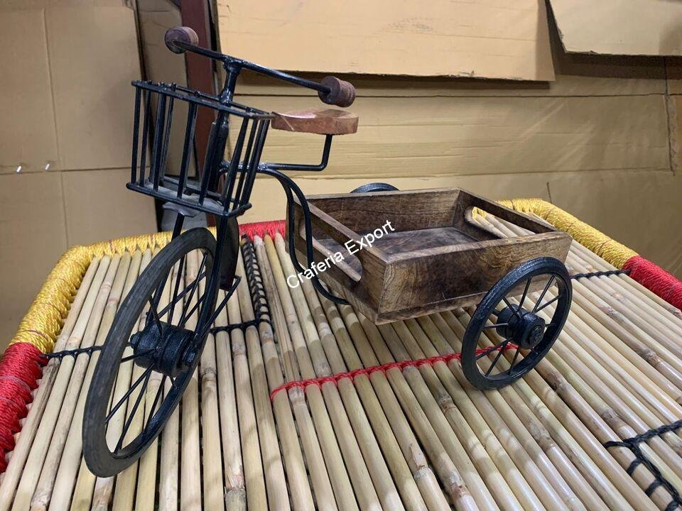 Wooden miniature thela with cycle / trolley serving tray decorative showpiece - Image 6