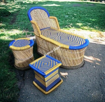Eco-friendly Bamboo Long Mudha Chair for Indoor/Outdoor with Armrest in multicolour - Image 10