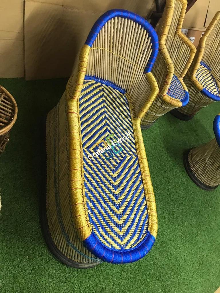 Eco-friendly Bamboo Long Mudha Chair for Indoor/Outdoor with Armrest in multicolour - Image 8