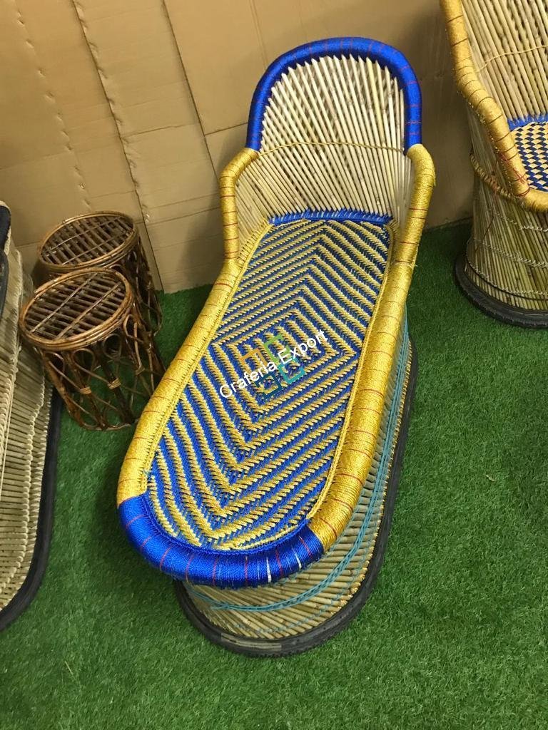 Eco-friendly Bamboo Long Mudha Chair for Indoor/Outdoor with Armrest in multicolour - Image 7