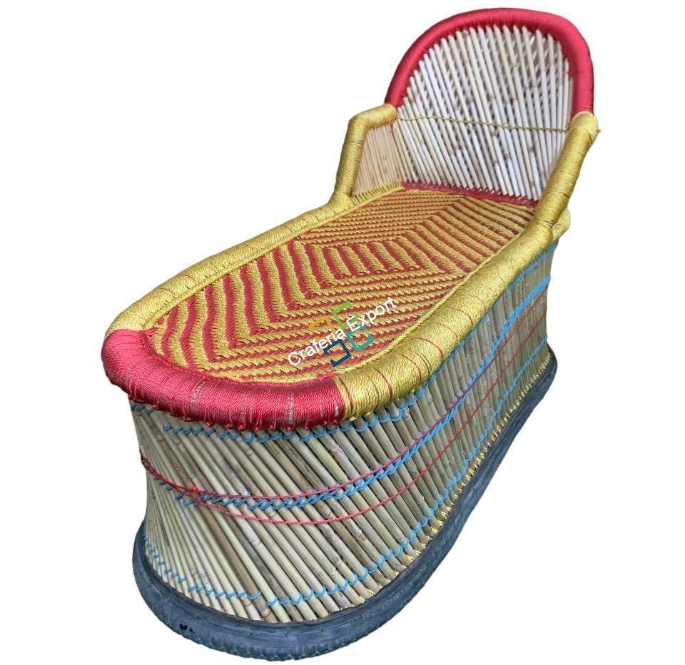 Eco-friendly Bamboo Long Mudha Chair for Indoor/Outdoor with Armrest in multicolour - Image 9