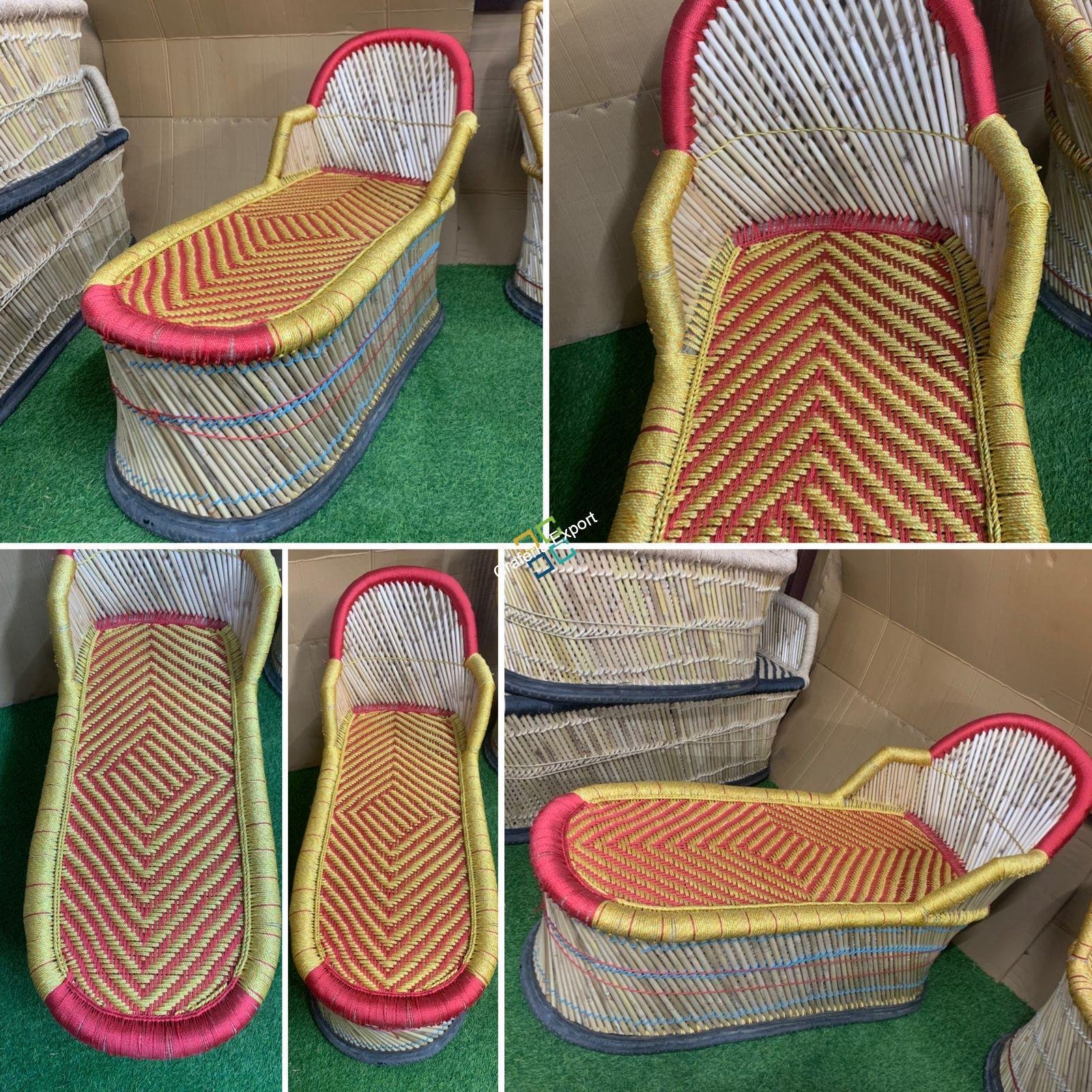 Eco-friendly Bamboo Long Mudha Chair for Indoor/Outdoor with Armrest in multicolour - Image 5