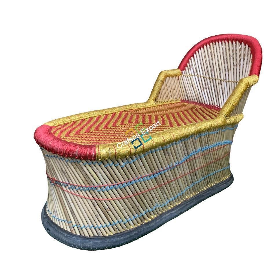 Eco-friendly Bamboo Long Mudha Chair for Indoor/Outdoor with Armrest in multicolour - Image 6