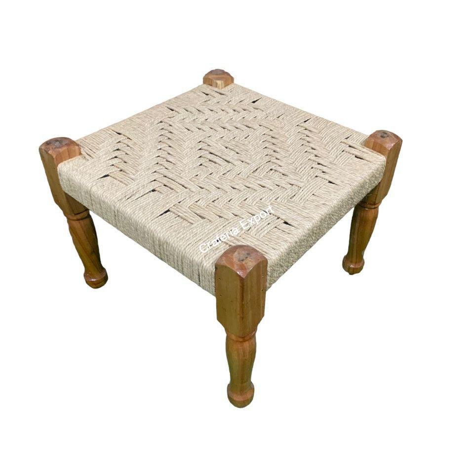 Wooden Moonj pidha stool / ottoman sitting stool for indoor and outdoor in 16'12 inch - Image 4