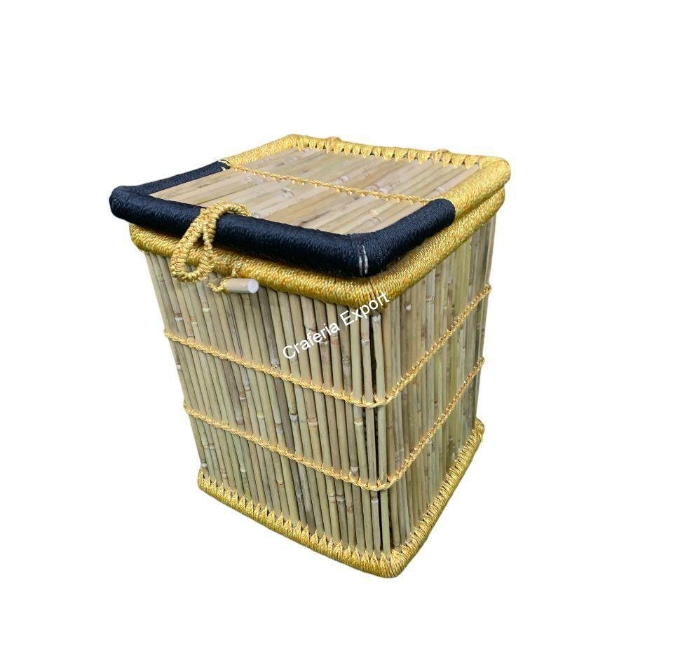 Eco-friendly Bamboo Laundry Basket Wicker Handmade utility Basket - Image 2