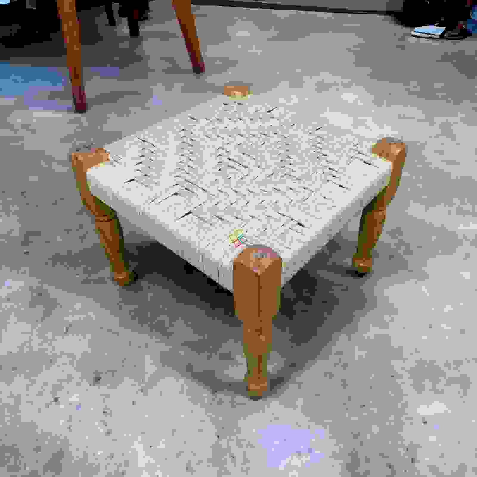 Wooden Moonj pidha stool / ottoman sitting stool for indoor and outdoor in 16'12 inch - Image 2