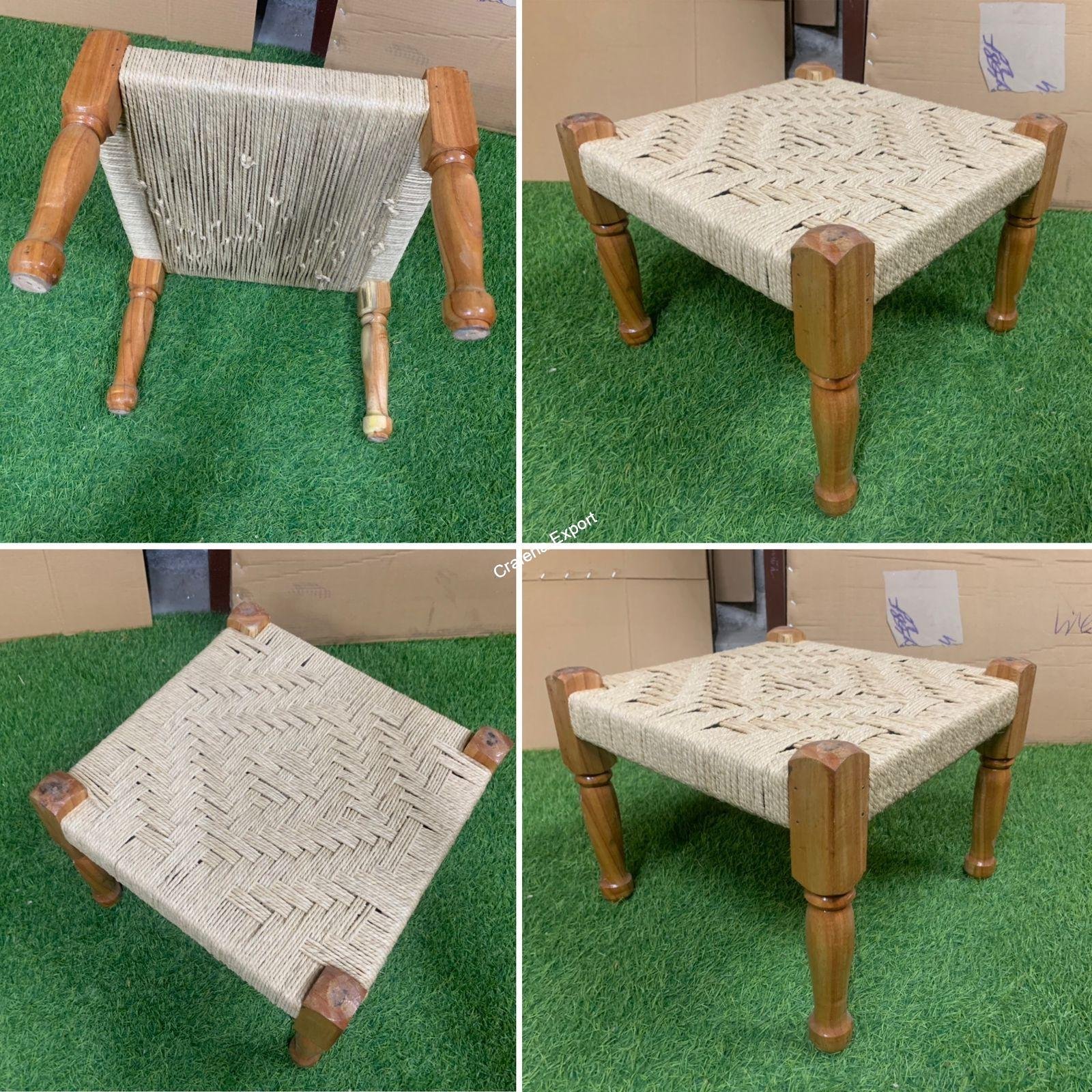 Wooden Moonj pidha stool / ottoman sitting stool for indoor and outdoor in 16'12 inch - Image 3