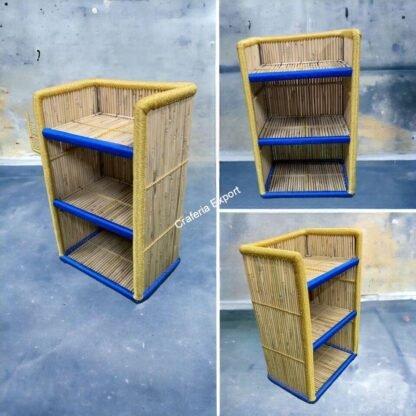 Ethnic Contemporary Book Shelves, Bamboo Bookcase shelf storage Rack for for living room and outdoor - Image 5