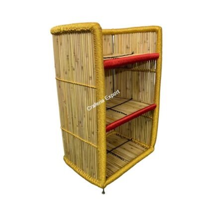 Ethnic Contemporary Book Shelves, Bamboo Bookcase shelf storage Rack for for living room and outdoor - Image 2
