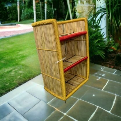 Ethnic Contemporary Book Shelves, Bamboo Bookcase shelf storage Rack for for living room and outdoor - Image 6