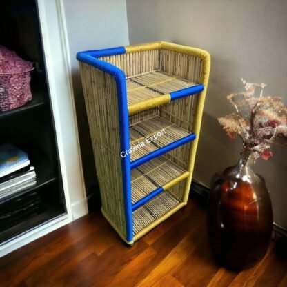 Bamboo bookshelf rack with 4 tier shelf / Handmade cane bamboo shelves - Image 5
