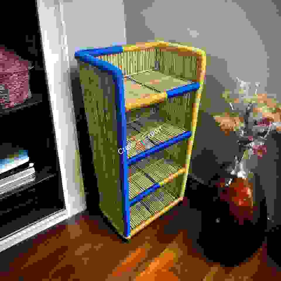 Bamboo bookshelf rack with 4 tier shelf / Handmade cane bamboo shelves - Image 5