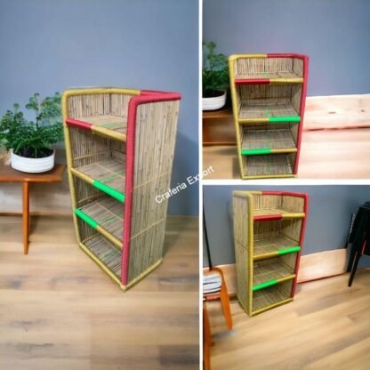 Bamboo bookshelf rack with 4 tier shelf / Handmade cane bamboo shelves - Image 8