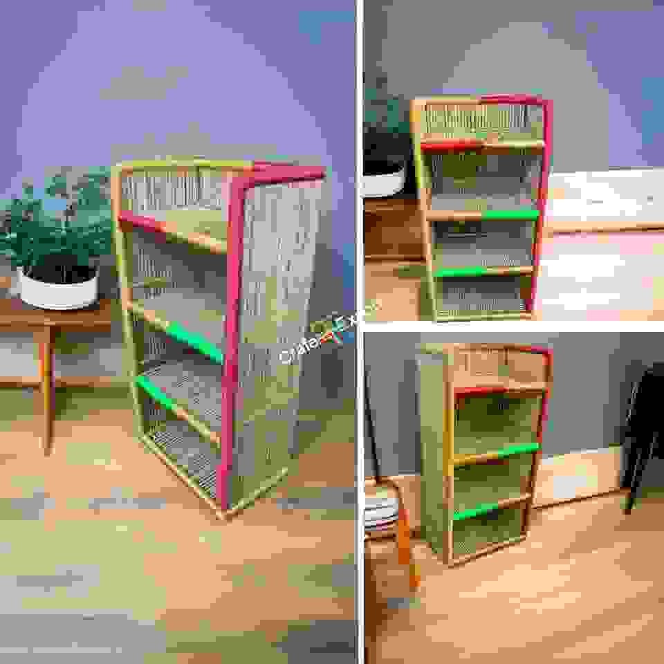 Bamboo bookshelf rack with 4 tier shelf / Handmade cane bamboo shelves - Image 8