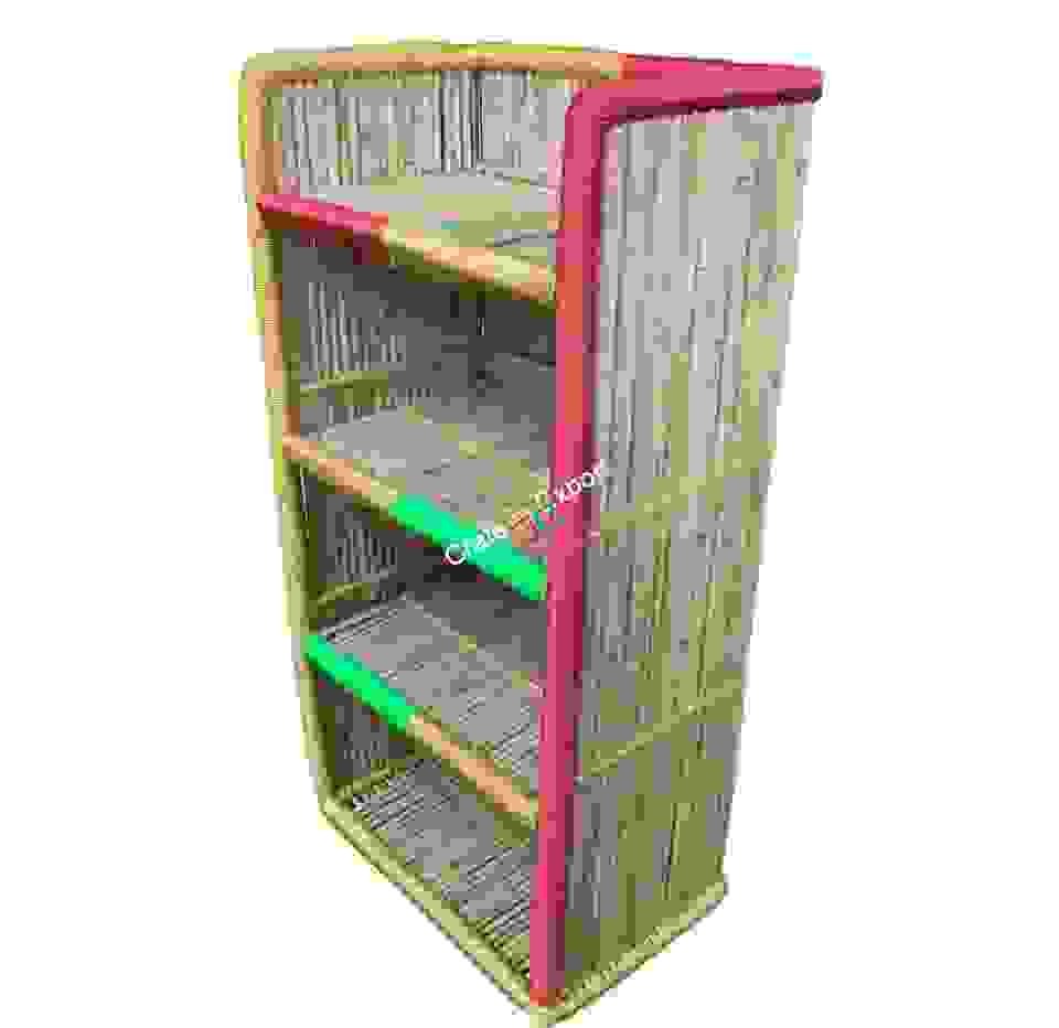 Bamboo bookshelf rack with 4 tier shelf / Handmade cane bamboo shelves - Image 9