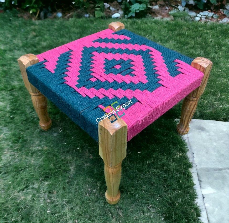 Modern design handwoven pidha small bench stool | wooden pidha stools