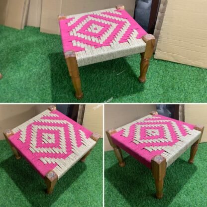 Modern design handwoven pidha small bench stool | wooden pidha stools - Image 4