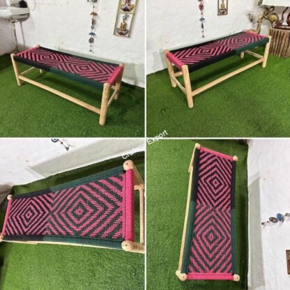 Traditional Wooden Bench | Small charpai Cot for home, baclony and garden for sitting - Image 4