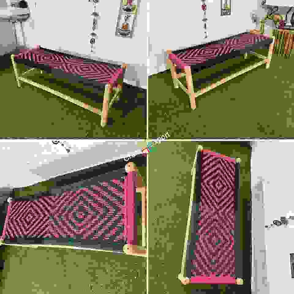 Traditional Wooden Bench | Small charpai Cot for home, baclony and garden for sitting - Image 4