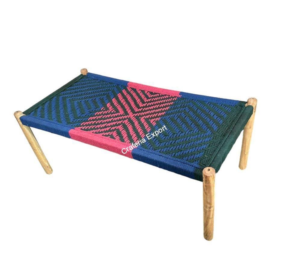 Wooden cotton rope bench | small cot charpai for sitting outdoor indoor - Image 3