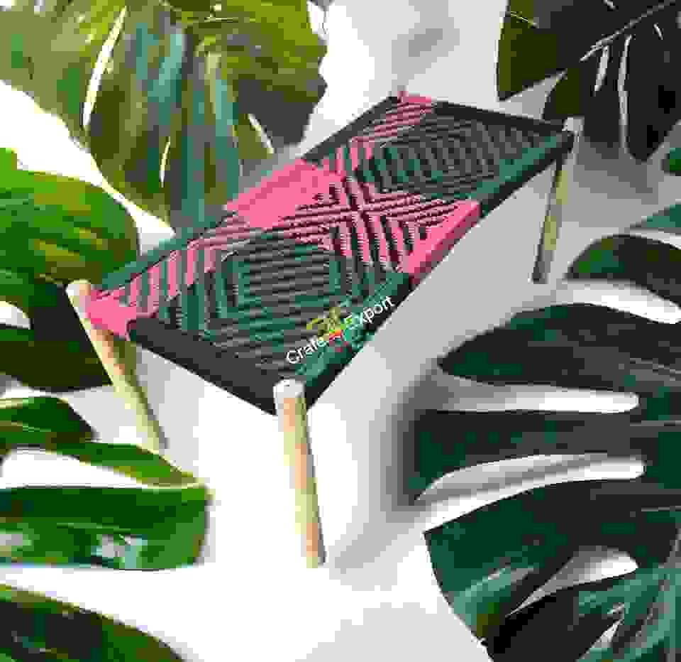 Wooden cotton rope bench | small cot charpai for sitting outdoor indoor