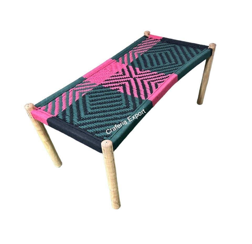 Wooden cotton rope bench | small cot charpai for sitting outdoor indoor - Image 2