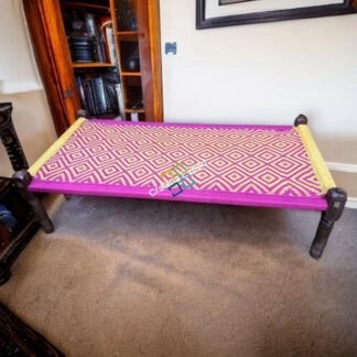 Sheesham Rope Charpai /Wooden khaat | Khatiya(cot) with Removable legs for garden, living room, farm house- 6x3foot
