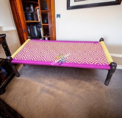 Sheesham Rope Charpai /Wooden khaat |  Khatiya(cot) with Removable legs for garden, living room, farm house- 6x3foot