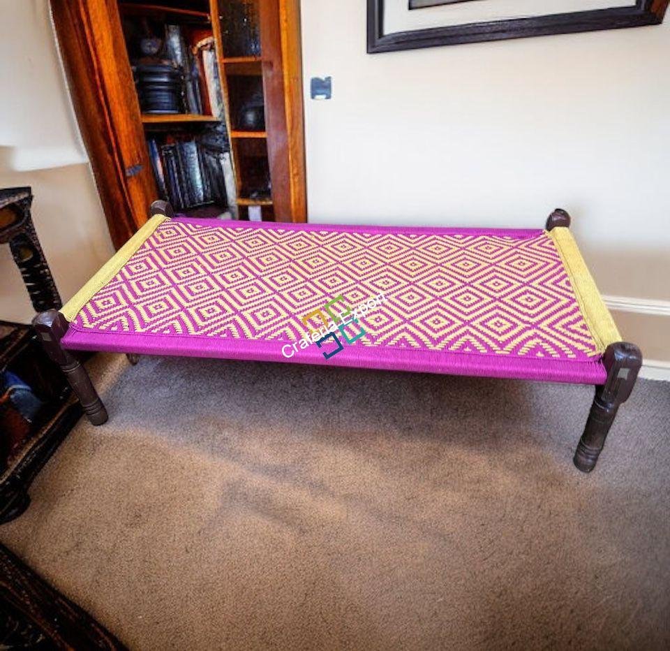 Sheesham Rope Charpai /Wooden khaat | Khatiya(cot) with Removable legs for garden, living room, farm house- 6x3foot
