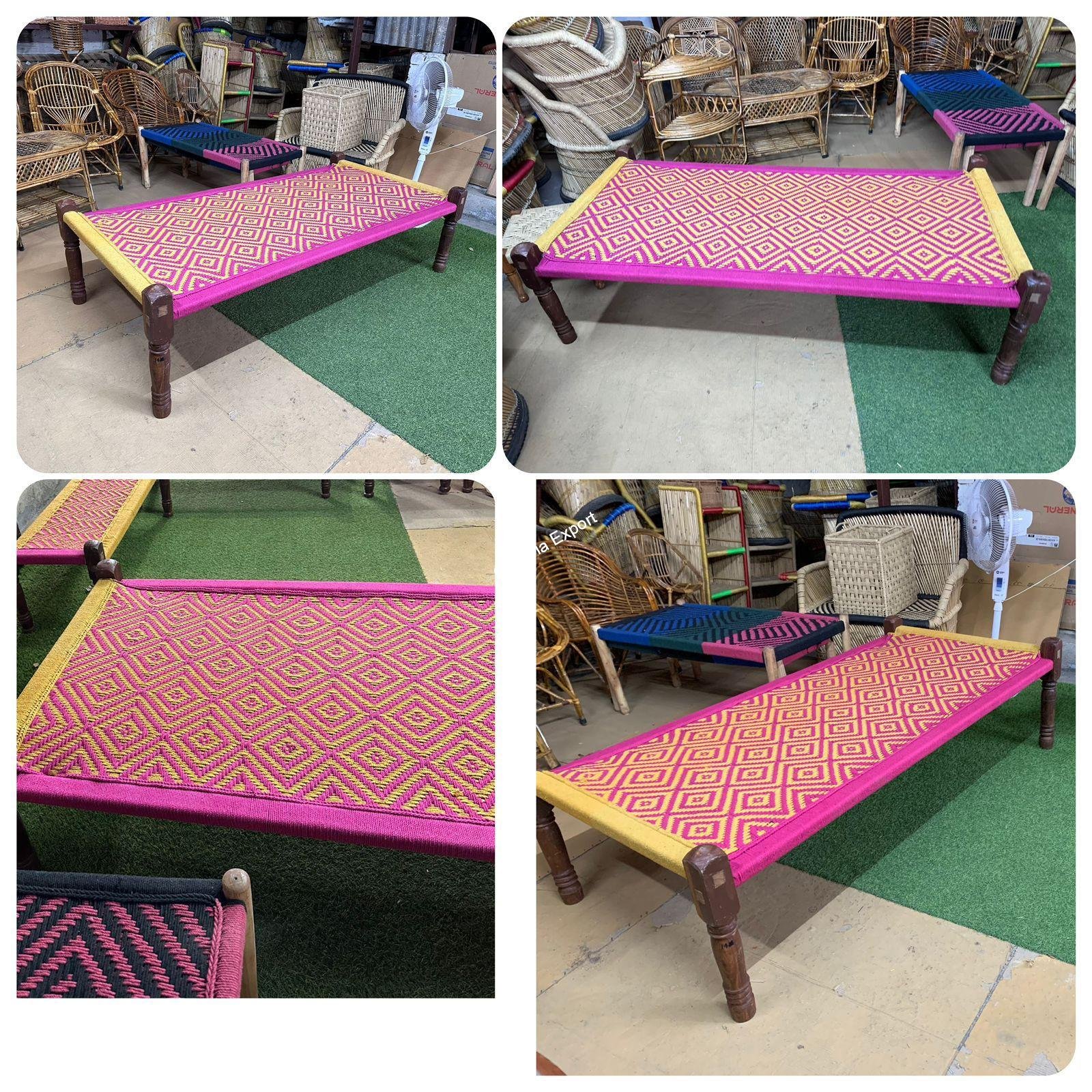 Sheesham Rope Charpai /Wooden khaat | Khatiya(cot) with Removable legs for garden, living room, farm house- 6x3foot - Image 3