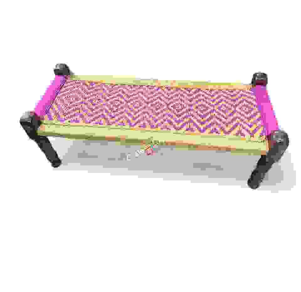 Small Tradtional Charpai khatiya Wooden Bench | 2 sitter with detachable Legs for garden /Living room, party/hotel/restaurant/home decoration - Image 6
