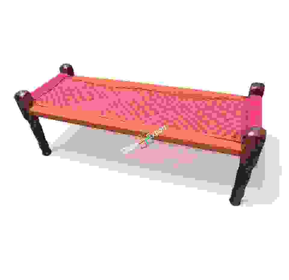 Colourful Wooden Bench for sitting | 2 seater charpai | Small cot for garden /Living room, party/hotel/restaurant/home decoration - Image 2