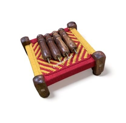Wooden sheesham rope colourful pidha stools | small bench sitting for home decor, garden /Living room, party/hotel/restaurant/home decoration - Image 5