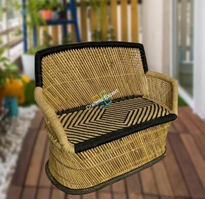Bamboo 3 Seater Handicraft Chair for Home, Living Room, Indoor Outdoor Wooden Furniture Ascents | Mudha - Image 2